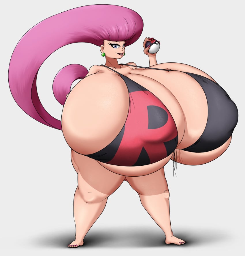 1girls big_ass big_breasts bikini excessive_breast female_only huge_ass huge_breasts hyper hyper_ass hyper_breasts jessie_(pokemon) pink_hair pokemon red_eclipse thick_thighs