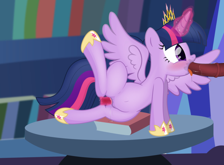 2016 alicorn animal_genitalia animal_penis book clitoris crown dildo equine equine_penis feathered_wings feathers fellatio female feral friendship_is_magic fur hair horn horsecock inside library magic mammal masturbation multicolored_hair my_little_pony oral penis purple_eyes purple_feathers purple_fur purple_hair pussy pussy_juice rainbownspeedash sex sex_toy solo spread_legs spread_wings spreading table tongue tongue_out twilight_sparkle_(mlp) wings