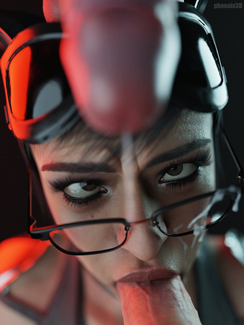1girls 2boys 3d batman_(series) catwoman catwoman_(injustice) cum cumming dc_comics erection fellatio female glasses injustice_2 male mmf_threesome oral oral_sex penis phoenix3d threesome