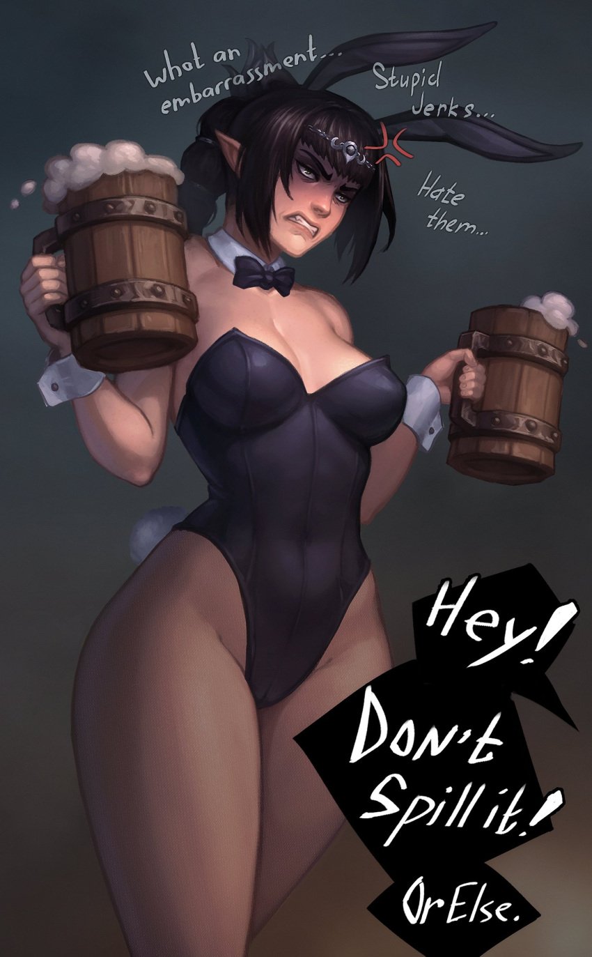 1girls 2d annoyed baldur&#039;s_gate baldur&#039;s_gate_3 bangs beer big_breasts big_thighs breasts bunny_costume bunny_ears bunny_girl bunny_suit bunny_tail bunnygirl bunnysuit camel_toe cameltoe chertila dungeons_and_dragons elf english_text female latex medium_breasts nipples_visible_through_clothing pinup playboy_bunny playboy_bunny_leotard playboy_outfit pussy_lips shadowheart thick_legs thick_thighs thunder_thighs thunderthighs wide_hips wizards_of_the_coast