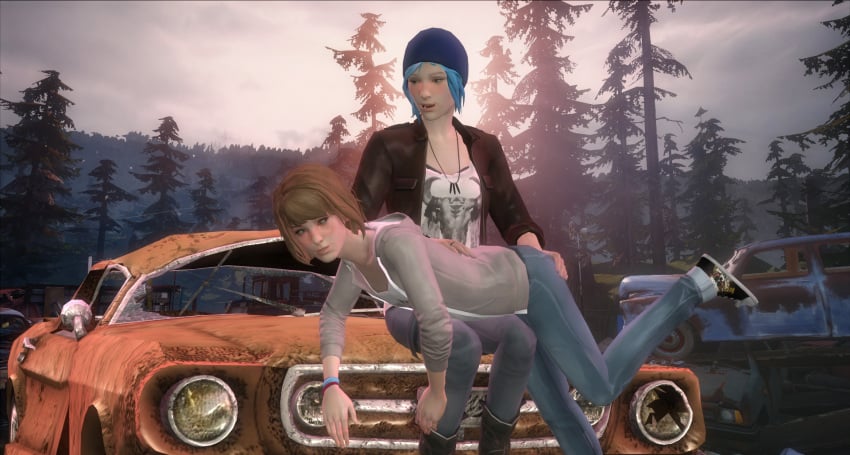 3d chloe_price clothing female garbage_dump human junkyard life_is_strange max_caulfield pale_skin rose-byanyother-name spanking vehicle yuri