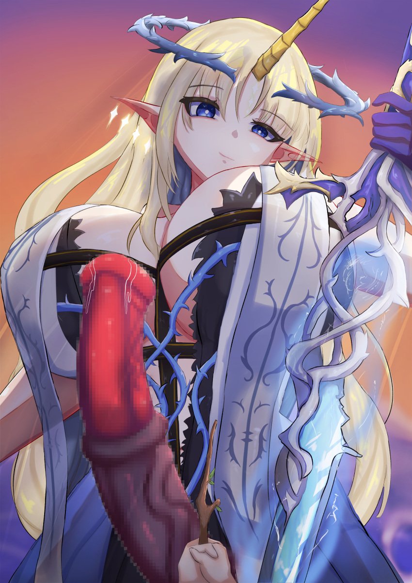 1other censored fleurdelys_(wuthering_waves) futanari horsecock offering_to_viewer shudding size_difference spiral_eyes stick wuthering_waves