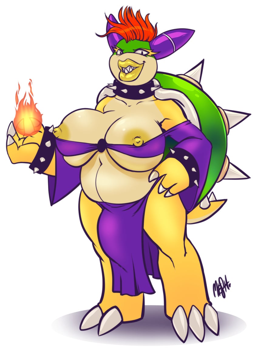 beanish bowletta breasts bulge chubby dickgirl full-length_portrait full_length fusion genderswap intersex koopa lipstick mario_(series) mario_and_luigi_(series) meshpet nintendo nipples portrait scalie solo spiked_bracelet spiked_collar spiked_shell standing video_games