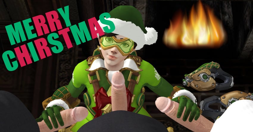 3d alternate_costume big_penis christmas erection female foursome gangbang handjob jingle_tracer lips masturbation multiple_penises orgy overwatch penis sex short_hair source_filmmaker straight touching tracer yourenotsam