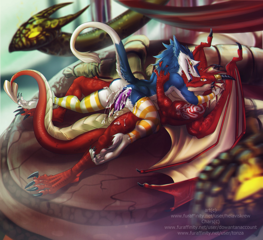 anthro bed cave cum dragon fantazy helaviskrew horn male mark penis reptile scalie sergal tonza wings yaoi