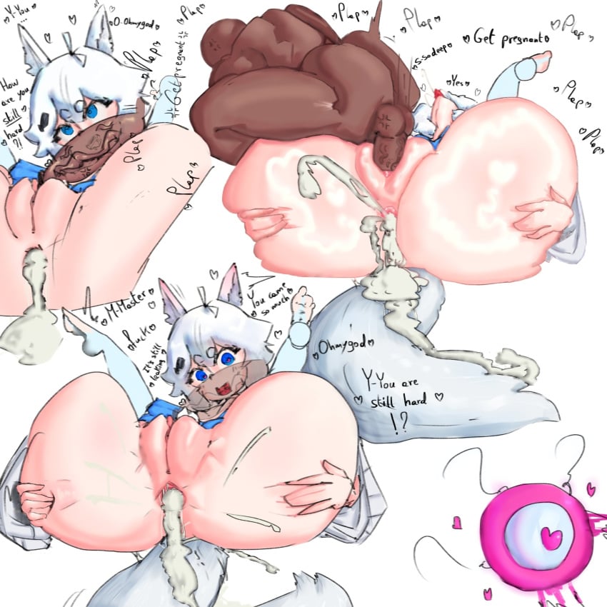 1boy 1girls after_anal after_sex anger_vein angry angry_sex anus anus_spread ass_bigger_than_head ass_focus ass_spread blue_eyes clothed_female_nude_male clothed_sex color crikochan cum cum_in_ass dark-skinned_male english_commentary english_text fanart_from_twitter fat_ass fat_mons fox fox_ears fox_girl get_pregnant_(meme) imminent_sex impregnated impregnation infinite_cum instant_loss instant_loss_2koma instant_loss_3koma interracial_sex leaking_anus leaking_cum master mating_press mind_break multiple_views pale-skinned_female penis_in_pussy plap plapping_ass plapping_big_butt pussy repaintheretic ribbon round_two second_round sex simple_background someone_else's_oc spreading_ass tail text tongue_out white_background white_hair womb_penetration