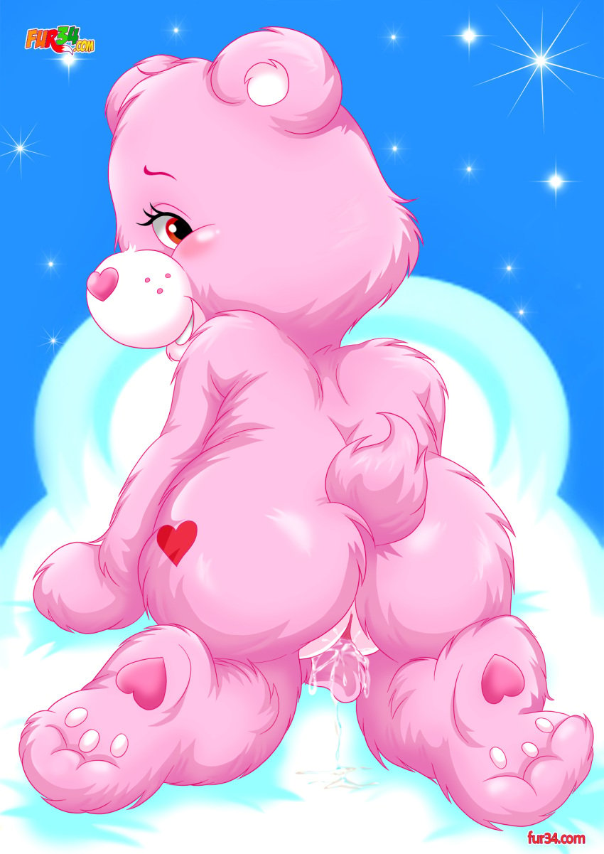 bashful bbmbbf bear beauty_mark care_bears cheer_bear female fingering fur34 palcomix pink_fur presenting presenting_hindquarters tagme