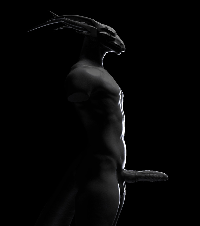 3d anthro boobart dragon lizard male nude penis reptile scale scalie sculpt solo zbrush