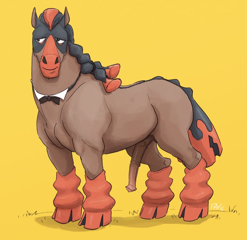 1boy animal_genitalia animal_penis equine equine_penis horse horsecock male male_only mammal mudsdale nintendo pokemon pokemon_sm solo wolfgirl_(artist) yaoi