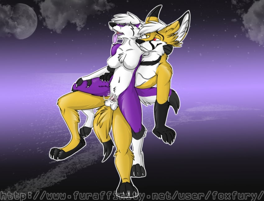 anthro averious balls canine closed_eyes cum cum_inside female fennec fox fur furry grin heterochromia male panting penetration penis purple pussy reverse_cowgirl_position smile straight tongue toony vaginal_penetration