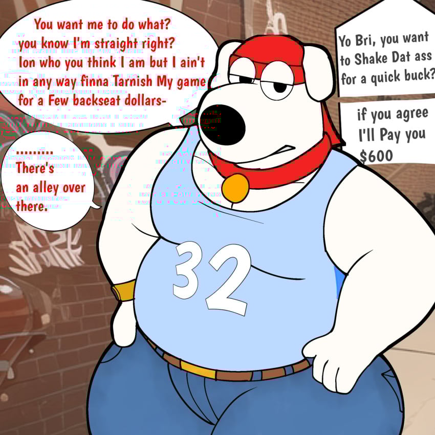anthro brian_griffin canid canine canis chubby chubby_anthro chubby_male clothed domestic_dog family_guy furry male paying thug yifforroarts