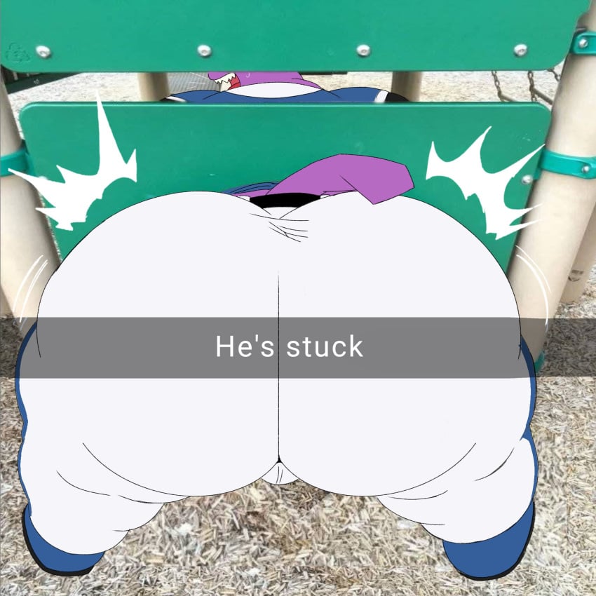 back_view baseball baseball_uniform big_ass big_butt champa dragon_ball dragon_ball_super fat fat_ass fat_butt fat_male feline feline furry god obese obese_anthro obese_humanoid obese_male stuck stuck_in_object yifforroarts