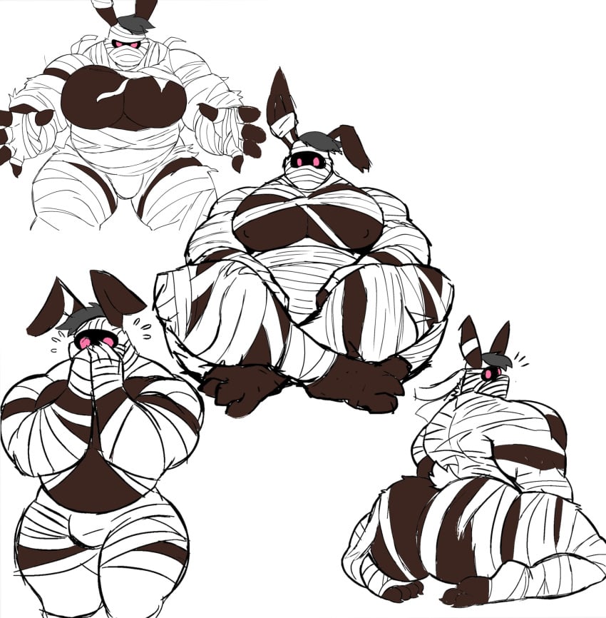 big_ass big_ass_(male) big_butt big_butt_(male) big_pecs big_pectorals bunny bunny_boy gay halloween mummy mummy_bandages mummy_man original_character yifforroarts