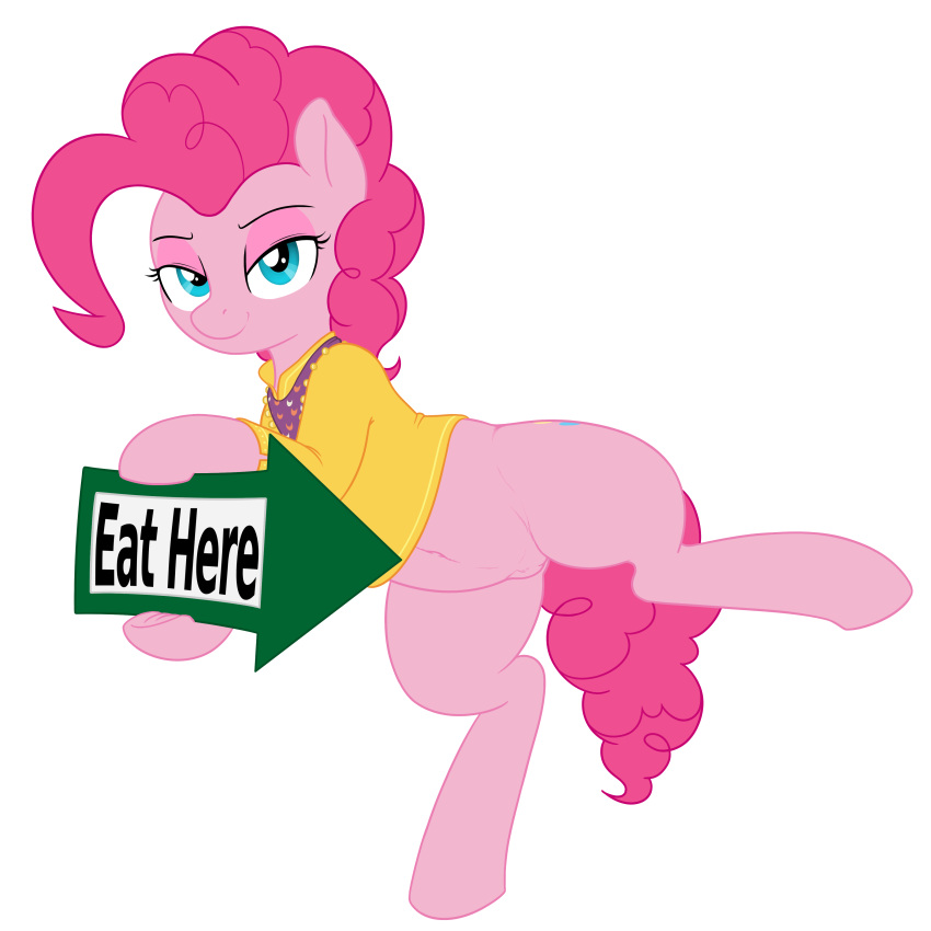 2016 absurd_res alpha_channel blue_eyes clothed clothing cutie_mark earth_pony english_text equine female feral friendship_is_magic fur hair hi_res horse looking_at_viewer mammal my_little_pony pink_fur pink_hair pinkie_pie_(mlp) pony pussy sign simple_background solo text transparent_background zajice zippysqrl