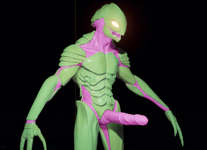 3d alien erection male metroid nintendo penis polybits solo standing zebesian