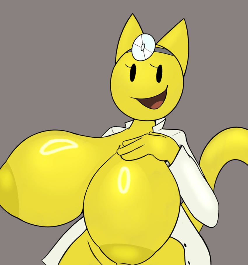 breasts breasts breasts_bigger_than_head breasts_out cat_ears cat_tail doctor drretro_(regretevator) hand_on_breast humanoid labcoat large_breasts looking_at_viewer naked naked_female nipples nude_female obsuniq regretevator roblox tits_bigger_than_head tits_out