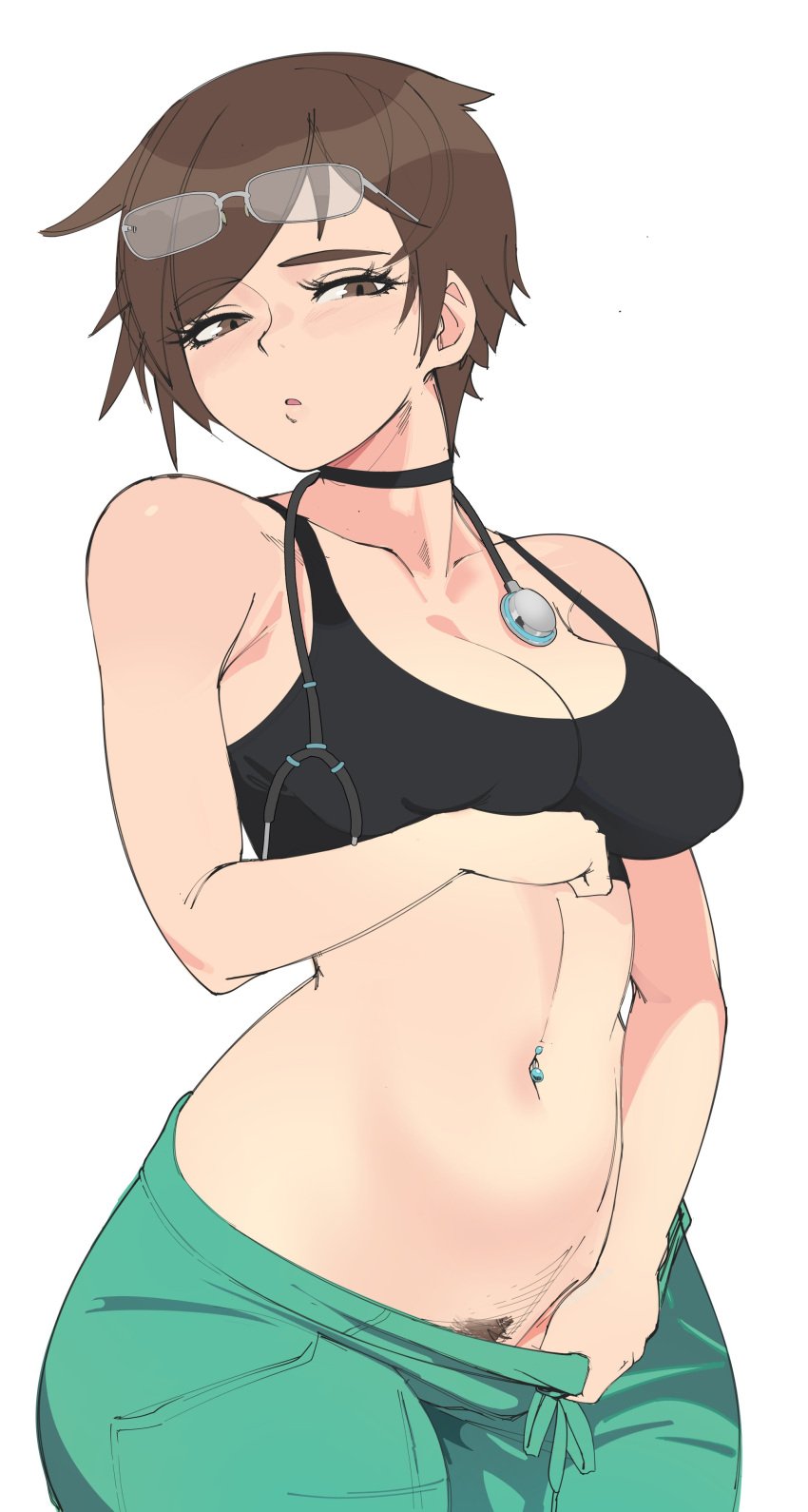 big_ass big_breasts big_butt big_thighs big_titties brown_hair clothing commission curvaceous curvaceous_female curvaceous_figure curvy curvy_figure curvy_hips female female_focus female_only original original_character pubic_hair puraraw short_hair