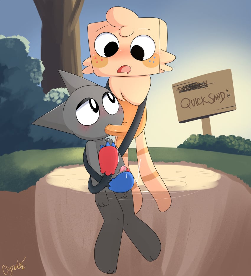 2boys cum dandy&#039;s_world fellatio goob_(dandy&#039;s_world) gray_(sprunki) male_only oral quicksand sprunki sucking_penis tagme