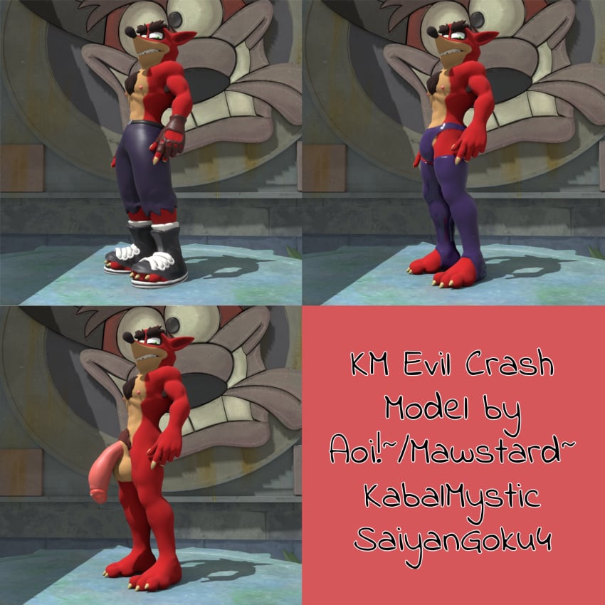 1:1 1boy 3d balls crash_(series) crash_on_the_run evil_crash male male_only mawstard nipples penis pubic_hair solo tagme video_games