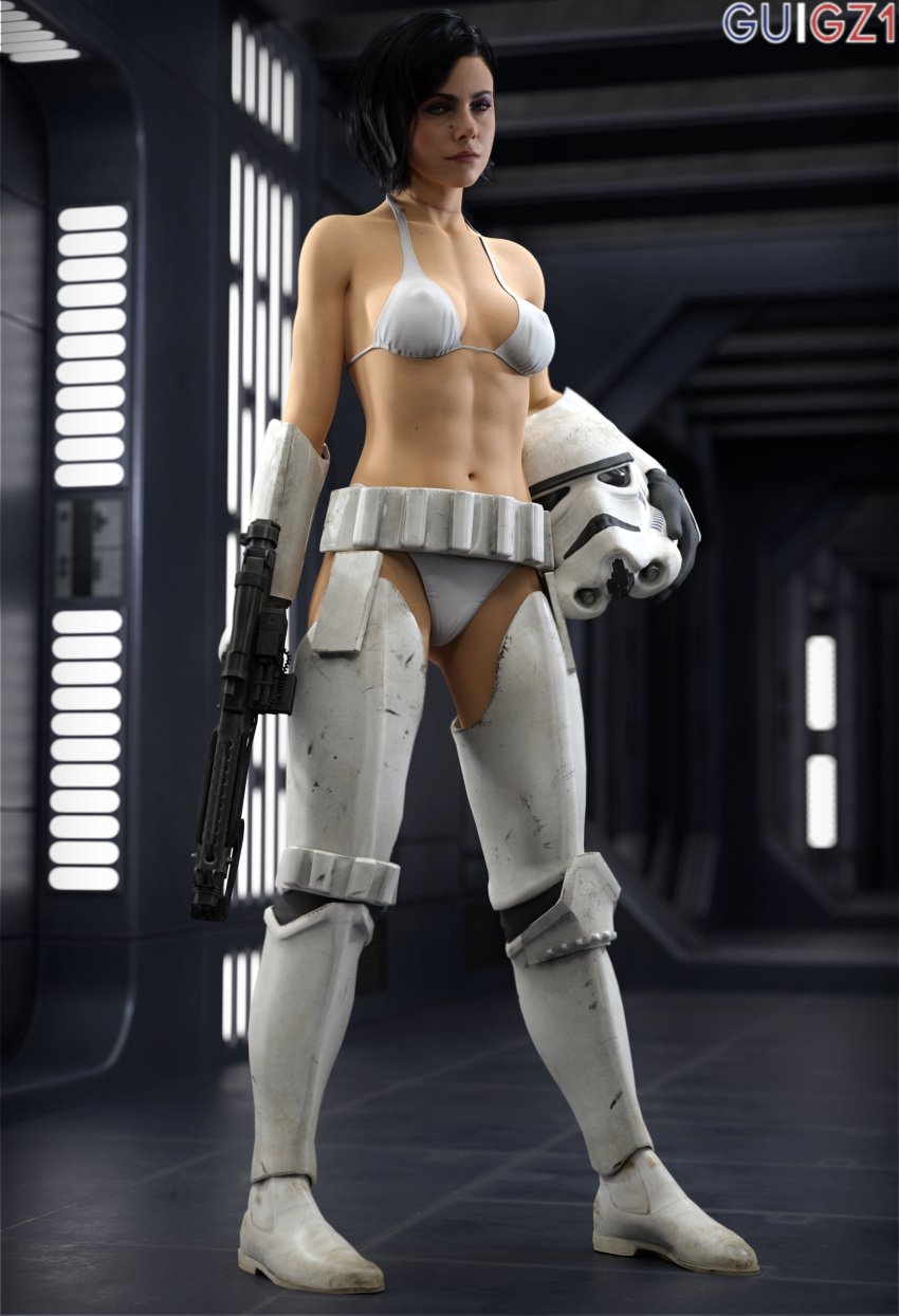 1girls 3d alternate_version_at_source beauty_mark bikini_top call_of_duty cosplay erect_nipples female guigz1 helen_park_(cod) nipple_bulge solo star_wars stormtrooper