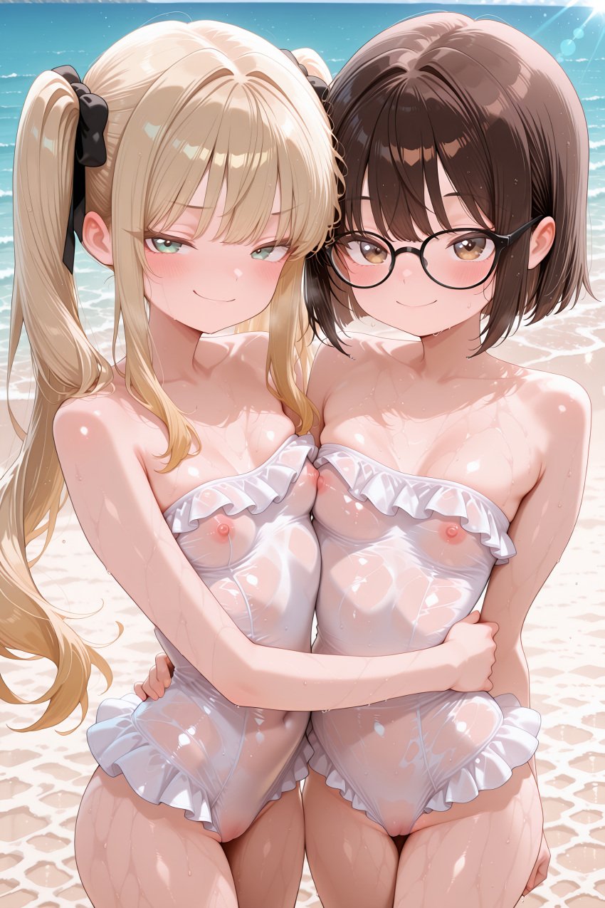 adult ai_generated arbitrary best_friends blonde_female dei_matsuri high_school_student iin_chiyo kimi_no_koto_ga_dai_dai_dai_dai_daisuki_na_100-nin_no_kanojo