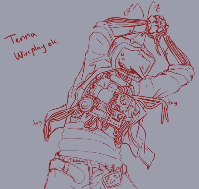biting_own_lip cn1dihriia cyborg deltarune imminent_oral imminent_sex legs_spread pants_open partially_clothed pulling_down_pants robot robot_boy self_upload tenna_(deltarune) tied_hands tied_up tv_head wire wireplay