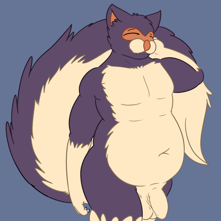 1boy anthro balls flaccid foreskin male male_only mammal nintendo nude penis pokemon posexe skuntank slightly_chubby solo uncircumcised uncut video_games