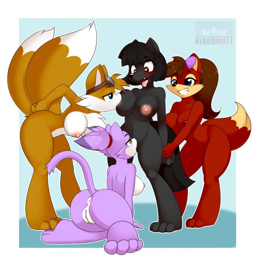 2016 4girls anthro anus big_breasts black_fur black_hair blaze_the_cat blue_eyes blush breasts brown_hair canid canine canis captive fan_character felid feline felis female female_only fiona foursome fox fur furry furry_only group group_sex hair hi_res kloudmutt mammal naked nila nilafoxy nilapony nude orange_fur purple_fur pussy red_eyes red_fur sex sideboob sonic_(series) tail tails tailsko tongue_out yellow_eyes yuri