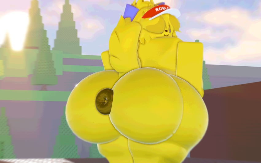 1girls 3d 3d_(artwork) anus anus_focus artist_request ass_focus dog_ears dog_girl fat_ass outdoors roblox roblox_avatar roblox_studio robloxian tagme thick_thighs yellow_fur
