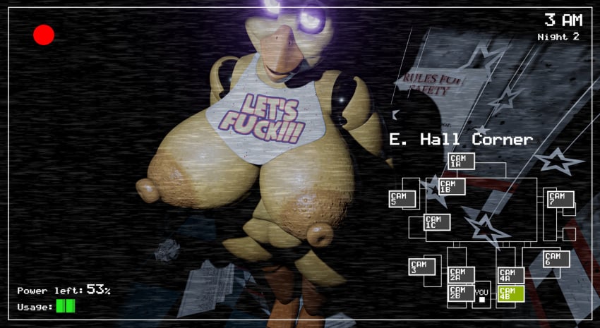 3d 3d_(artwork) animatronic anthro avian bedroom_eyes belly bib big_breasts big_nipples bird blender_(artwork) blender_eevee breasts camera camera_view chica_(fnaf) chica_(octal) chicken clothing digital_media_(artwork) female five_nights_at_freddy&#039;s furry furry_female furry_only galliform gallus_(genus) glowing glowing_eyes hi_res legwear licking licking_lips looking_at_viewer machine narrowed_eyes nipples nude phasianid purple_eyes recording robot robot_anthro scott_cawthon scottgames seductive solo standing theant/thedirtyant thick_thighs tights tongue tongue_out