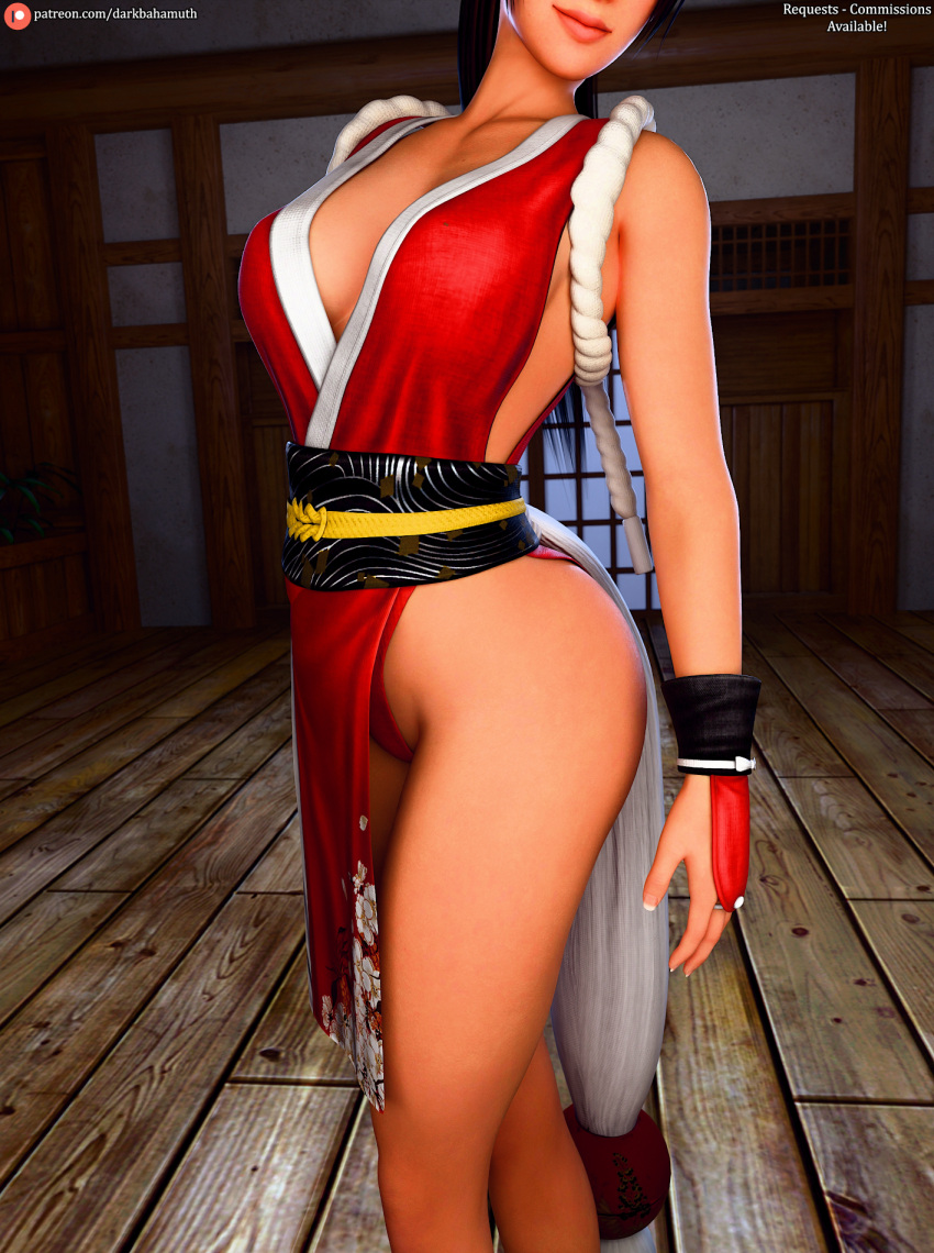 3d 3d_(artwork) darkbahamuth dead_or_alive fatal_fury king_of_fighters mai_shiranui pinup street_fighter street_fighter_6 thick thick_ass thick_thighs