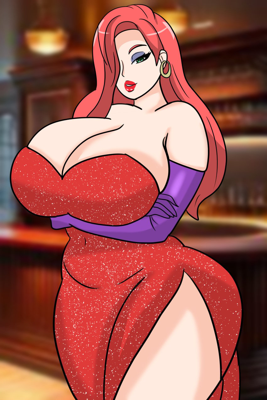 1girls disney female female_only huge_breasts jessica_rabbit looking_at_viewer shinyoppai solo tagme voluptuous who_framed_roger_rabbit