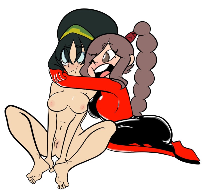 avatar_legends batman:_the_animated_series breasts harley_quinn_(classic) hugging latex_bodysuit naked_female outfit_swap pussy toph_bei_fong ty_lee yucklles yuri