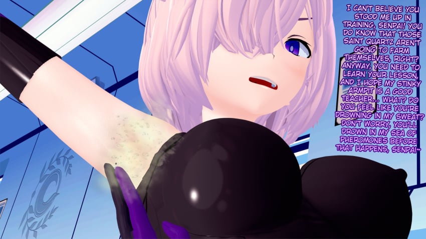 1boy 1girls 3d 3d_(artwork) armpit armpit_licking big_breasts black_hair black_hair_male breasts extreme_size_difference fate/grand_order fate_(series) fujimaru_ritsuka_(male) geagts large_breasts light-skinned_female light-skinned_male light_skin mash_kyrielight mashu pink_hair pink_hair_female shielder_(fate) shielder_(fate/grand_order) size_difference smell smell_fetish