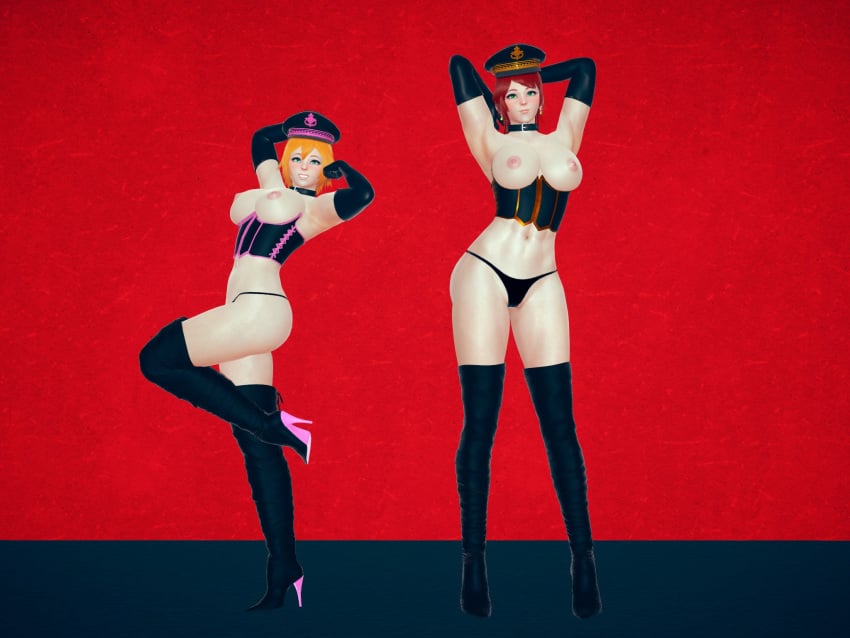 3d 3d_(artwork) aged_up amateur_artist big_breasts black_panties boots breasts breasts_out canonlewd choker dominant dominant_female dominatrix elbow_gloves female female_domination female_focus female_only femdom high_heel_boots high_heels human jadenkaiba latex latex_gloves leather leather_thighhighs leotard long_gloves looking_at_viewer multiple_girls muscular muscular_female nipples nora_valkyrie orange_hair panties pyrrha_nikos red_hair redhead_female rooster_teeth rwby seducing seduction seductive seductive_pose short_hair short_hair_female smiling team_jnpr tease teasing thighhighs thunder_thighs thunderthighs toned toned_body toned_female viz_media