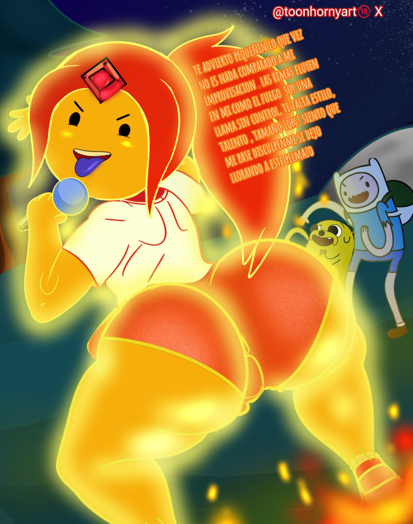 adventure_time big_ass finn_the_human flame_princess jake_the_dog princess_flame twerking