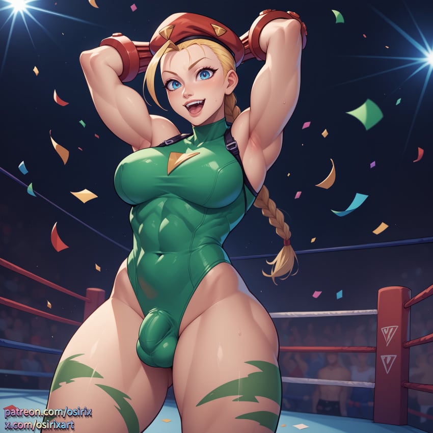 ai_generated blonde_female blonde_hair bulge_through_clothing cammy_white futa_focus futa_only futa_sans_pussy futanari light-skinned_futanari muscular muscular_arms muscular_female muscular_futanari muscular_legs muscular_thighs osirix penis_bulge solo stable_diffusion street_fighter