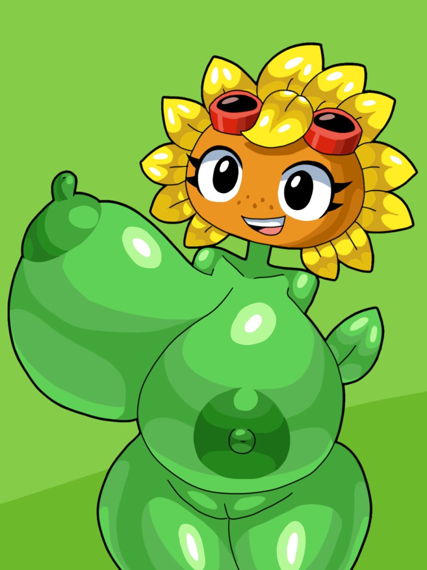 ban_ban big_ass female female_only huge_breasts nude plants_vs_zombies plants_vs_zombies:_heroes solar_flare_(pvz) sunflower sunflower_(pvz) teasing