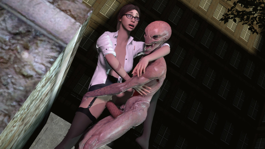 alien animated anthro_on_human anthro_penetrating anthro_penetrating_human arnoldthehero glasses nina_taylor sectoid stockings tagme vaginal_penetration x-com