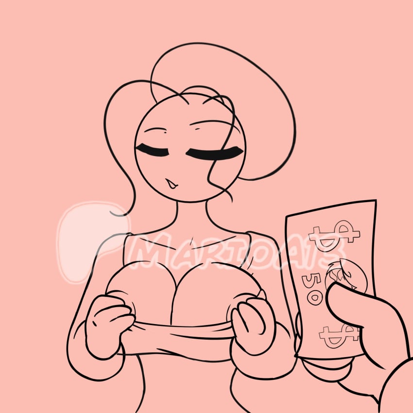 1girls abraham_jrz areolae big_breasts boobs_out breasts breasts_out carla carla_en_la_oficina carla_enla_oficina carla_in_the_office digital_media_(artwork) female high_resolution karla line_art male marioa13 money monochrome nipples patreon_logo showing_off solo_female stickman stickwoman