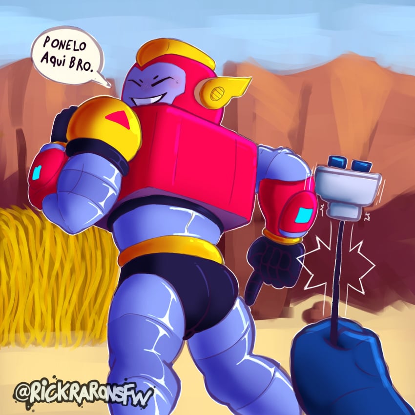 2024 2boys 8-bit_(brawl_stars) ass blush brawl_stars butt closed_eyes cord dialogue duo electric_plug electrical_cord electrical_plug gay gesture grin hand_gesture hi_res humanoid imminent_anal imminent_penetration imminent_sex looking_back machine male male/male male_only metallic_body plug pointing pointing_at_ass pointing_at_butt rickraronsfw robot robot_humanoid smile spanish_text standing supercell surge_(brawl_stars) teeth text translated yaoi