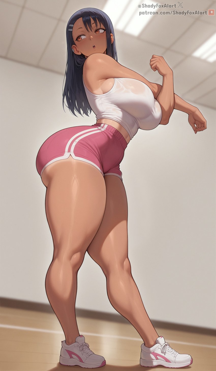 1girls 2025 :o ai_generated alternate_version_available anime anime_girl asian_female ass big_ass black_hair blush breasts brown_eyes dolphin_shorts dutch_angle female female_only from_below full_body hayase_nagatoro high_resolution highres japanese japanese_female long_hair looking_away midriff navel please_don&#039;t_bully_me,_nagatoro self_upload shadyfox shorts side_view sneakers solo solo_female solo_focus stable_diffusion standing stretching student tan_body tan_skin tank_top tanned_female uncensored upper_teeth upper_teeth_only