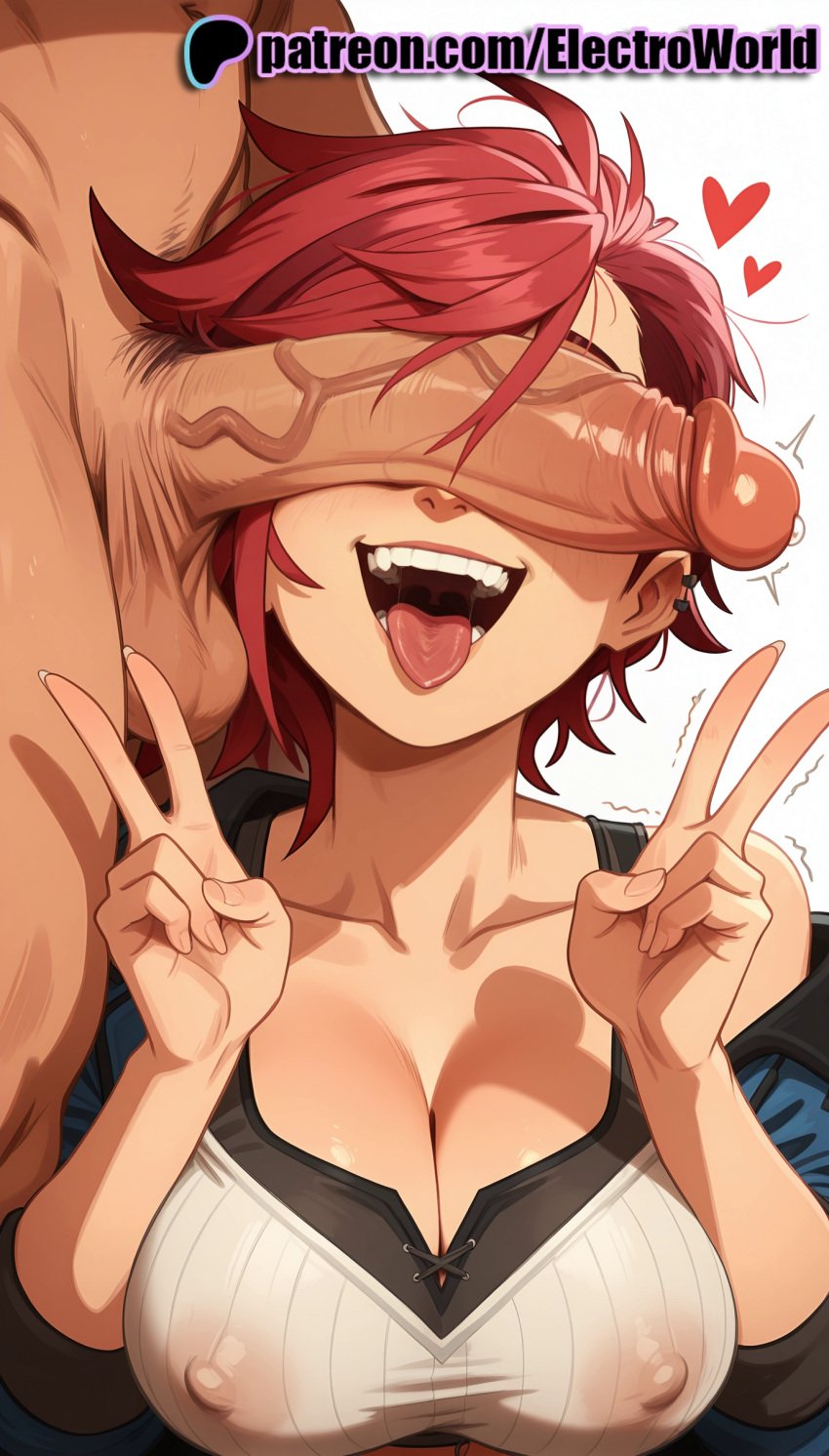 1boy 1girls 2025 ai_generated arcane arcane_vi artist_name balls big_breasts big_chest breasts bust busty chest cleavage clothed_female_nude_male cock covered_nipples dick double_v electroworld erection female heart hi_res high_quality high_resolution highres large_breasts large_penis league_of_legends male patreon patreon_username penis penis_awe penis_on_face precum red_hair riot_games stable_diffusion straight testicles tongue tongue_out trembling twitching_penis uncensored v veins veiny_penis vi w watermark