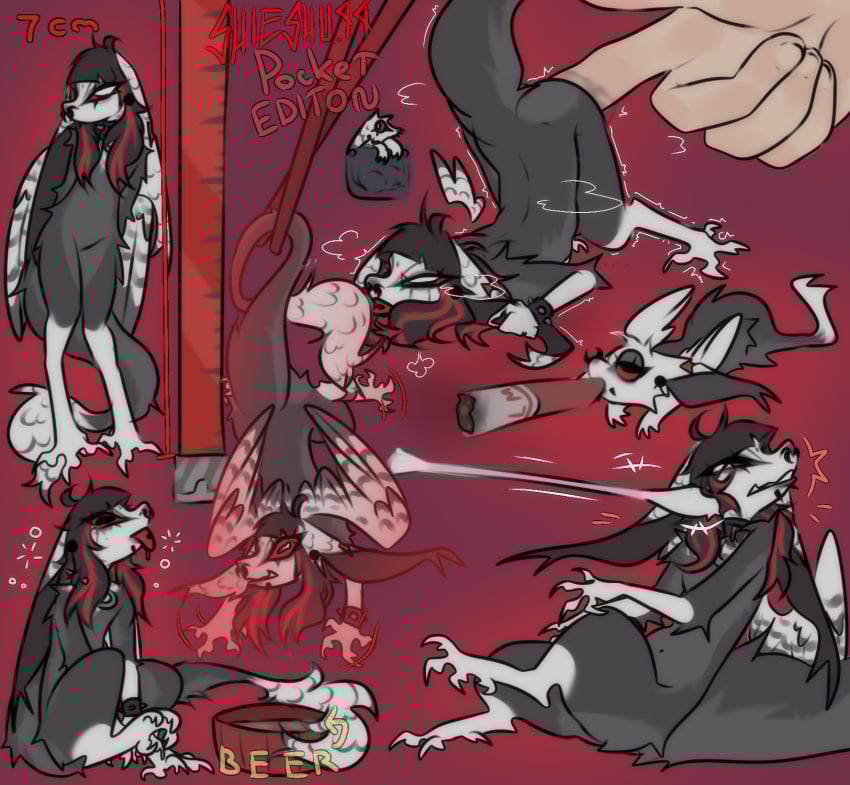 alcohol alternative_fashion anthro avian beer beverage big_ears big_tail bird chopsticks cigarette cotton_swab disembodied_hand duo ear_piercing ear_scar equid equine extreme_size_difference facial_piercing fan_character feathered_wings feathers female female_focus fingering fur goth grey_body grey_fur hair hi_res holding_another holding_object horse human hybrid lip_piercing mammal micro multicolored_body multicolored_fur multicolored_hair nose_piercing nude nude_anthro nude_female owl piercing pony scar septum_piercing shieshu.qq_(shieshuqqq) shieshuqqq size_difference sketch_page smaller_female smoking snakebite_piercing tail tail_feathers tongue tongue_out tongue_piercing two_tone_body two_tone_fur two_tone_hair white_body wings