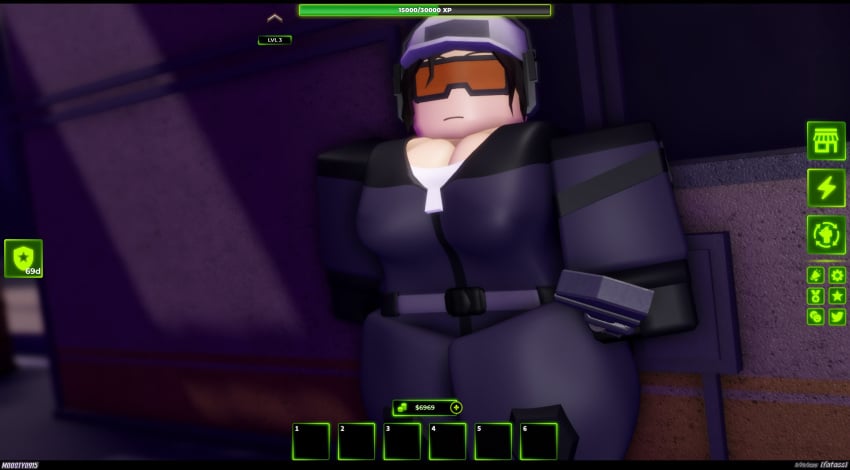 1girls 2025 3d baseball_cap big_breasts black_gloves black_hair blue_clothing blue_jumpsuit breasts cap cleavage clothed clothed_female dated day discord_tag english_text female female_only fully_clothed fully_clothed_female game_ui gloves goggles hat holding_object jumpsuit kneepads letterbox letterboxed long_hair moosty outdoors pale-skinned_female pale_skin partially_unzipped ponytail roblox roblox_game robloxian shirt solo standing straight_face text thick_thighs thighs tower_defense_x undershirt white_cap white_hat white_shirt wrench xwm_turret_pilot zipper