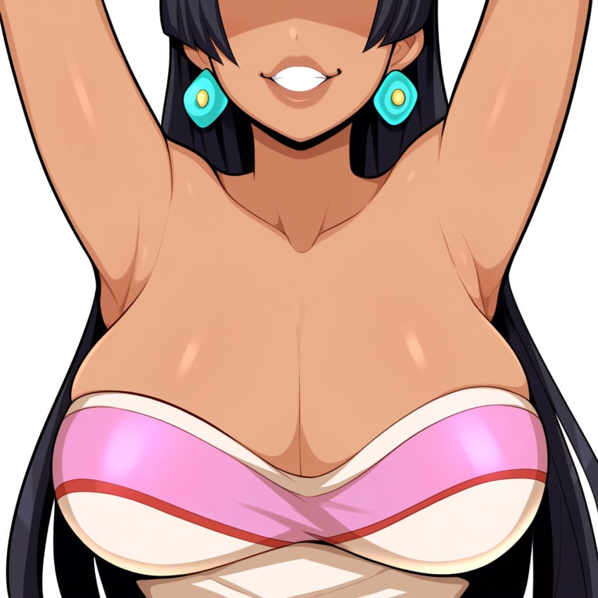 1girls ai_generated alternate_breast_size big_breasts breast_focus breasts chel chel_(the_road_to_el_dorado) chest close-up dark-skinned_female dark_skin dreamworks female grin huge_breasts large_breasts mayan mullon novelai solo the_road_to_el_dorado