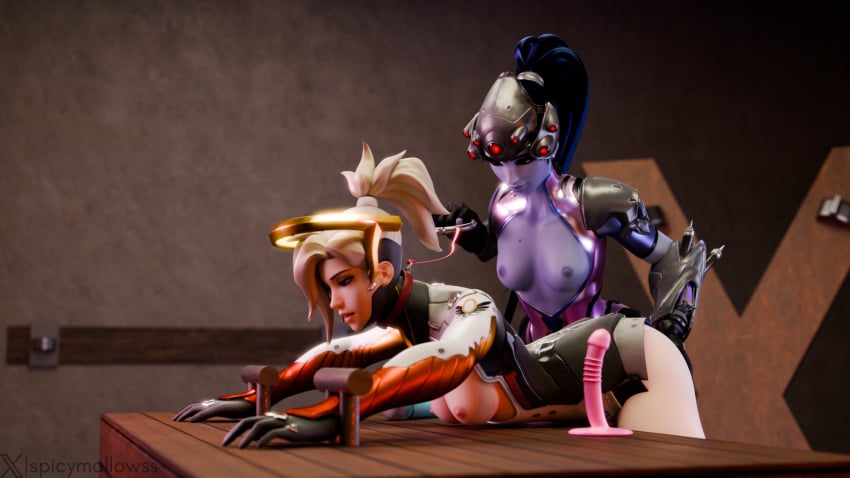 3d 3d_model 3d_render blizzard_entertainment bondage bound dildo fingering helpless leash leash_and_collar leash_pull leashed_collar mercy mercy_(overwatch) orgasm orgasm_face overwatch overwatch_2 trapped vibrator widowmaker