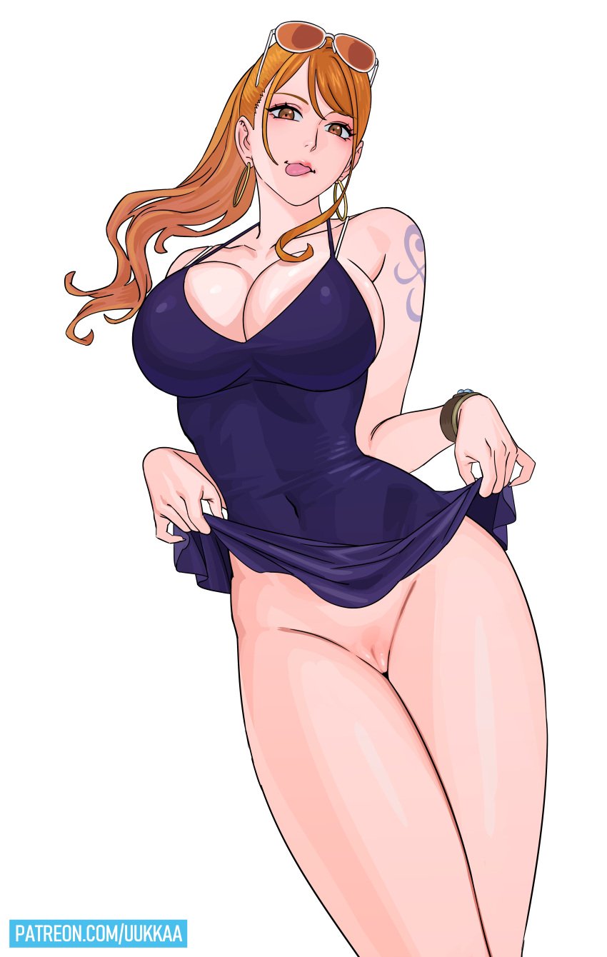 clothing female female_only nami nami_(one_piece) nico_robin_(cosplay) one_piece orange_hair uukkaa