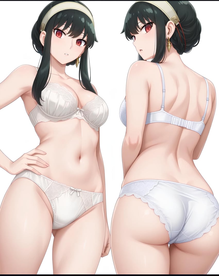 1female 1girls ai_generated ass ass back_view bangs bare_arms bare_back bare_midriff bare_shoulders belly belly_button black_hair booty bra breasts breasts breasts child_bearing_hips clothed cloverworks color dark_hair earrings eye_contact fat_ass female female female_focus female_only fit_female front_view full_body headband headwear high_resolution highres hips legs light-skinned_female light_skin long_hair looking_at_viewer looking_back looking_back_at_viewer looking_down looking_down_at_viewer mature mature_body mature_female mature_woman medium_ass medium_boobs medium_breasts medium_butt milf multiple_views no_sex pale_skin panties phat_ass pose posing red_eyes shueisha sidelocks simple_background slim_waist small_waist sole_female solo solo_female solo_focus spy_x_family standing stomach thighs tied_hair underwear underwear_only unknown_artist white_background white_body white_bra white_panties white_skin white_underwear wit_studio yor_briar yor_forger