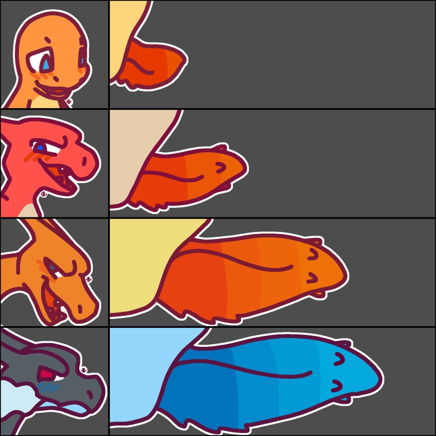 2d 2d_(artwork) 2d_artwork artist_signature barbed_cock barbed_dick barbed_penis barbs black_body black_scales blue_blush blue_body blue_eyes blue_fire blue_scales blush blush_lines blushing blushing_at_viewer charizard charmander charmeleon cock creatures_(company) dark_body dark_scales dick digital_art digital_drawing digital_drawing_(artwork) digital_media digital_media_(artwork) dragon dragon_cock dragon_dick dragon_penis fire game_freak gen_1_pokemon generation_1_pokemon lizard looking_at_viewer looking_down male male_focus male_only mega_charizard mega_charizard_x mega_evolution mega_pokemon nervous nervous_expression nervous_face nervous_smile nintendo open_mouth orange_body orange_scales original_art original_artwork penis penis_chart penis_lineup penis_size_chart pokemon_(species) red_body red_eyes red_scales sheath smiling smiling_at_viewer teeth unsheathed yellow_body yellow_scales